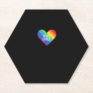 Rainbow Pride Gay Christlich LGBTQ+ Jesus Lieben T Untersetzer