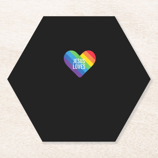 Rainbow Pride Gay Christlich LGBTQ+ Jesus Lieben T Untersetzer (Vorderseite)