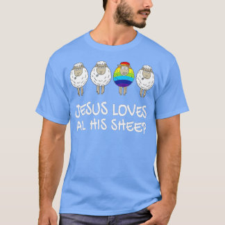 Rainbow Pride Gay Christliche LGBTQ+ Jesus Lieben  T-Shirt