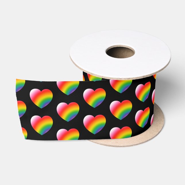 Rainbow Pride Gradient Hearts Muster Satinband (Spule)