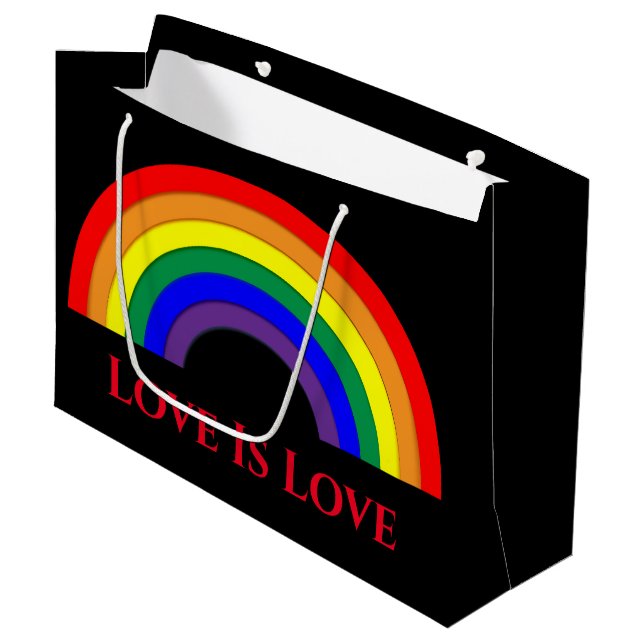 Rainbow Pride Große Geschenktüte (Vorderseite Schrägansicht)