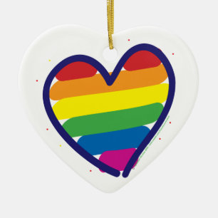 Rainbow Pride Heart Keramik Ornament