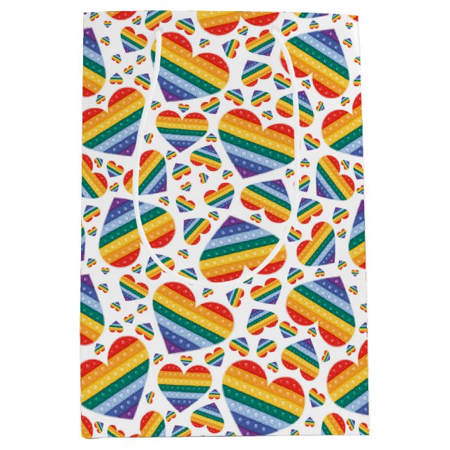 Rainbow Pride Hearts Geschenktasche Mittlere Geschenktüte (Vorderseite)