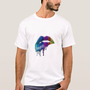 Rainbow Pride Kiss Lips Grafik T-Shirt