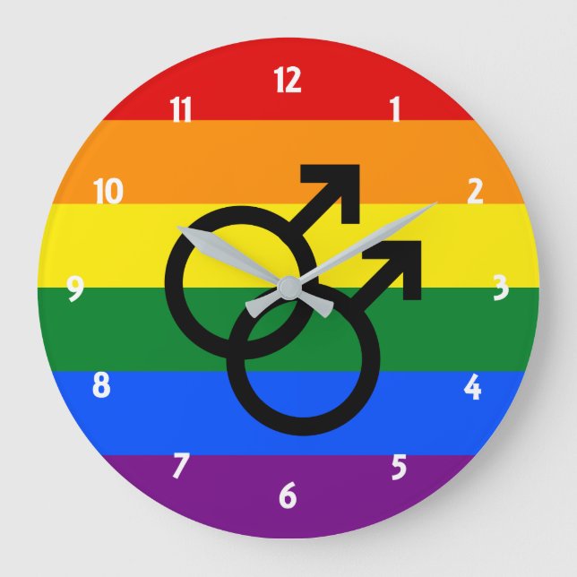 Rainbow Pride Large Clock Große Wanduhr (Vorderseite)