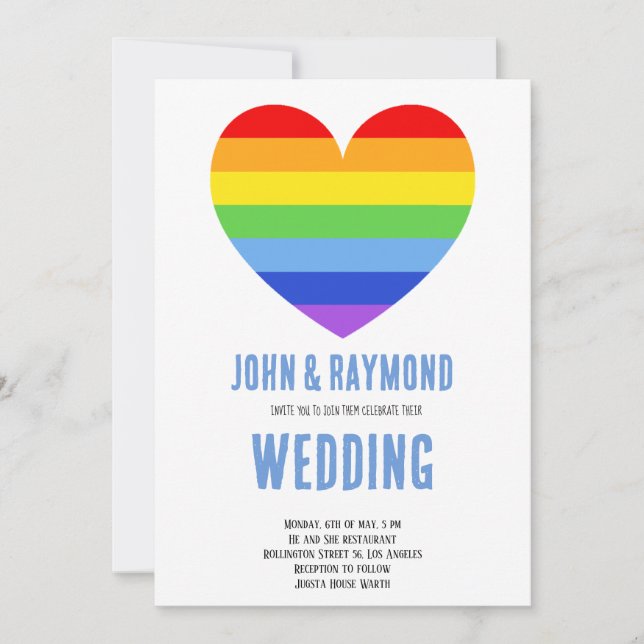 Rainbow Pride LGBT Flag Gay Wedding Einladung (Vorderseite)