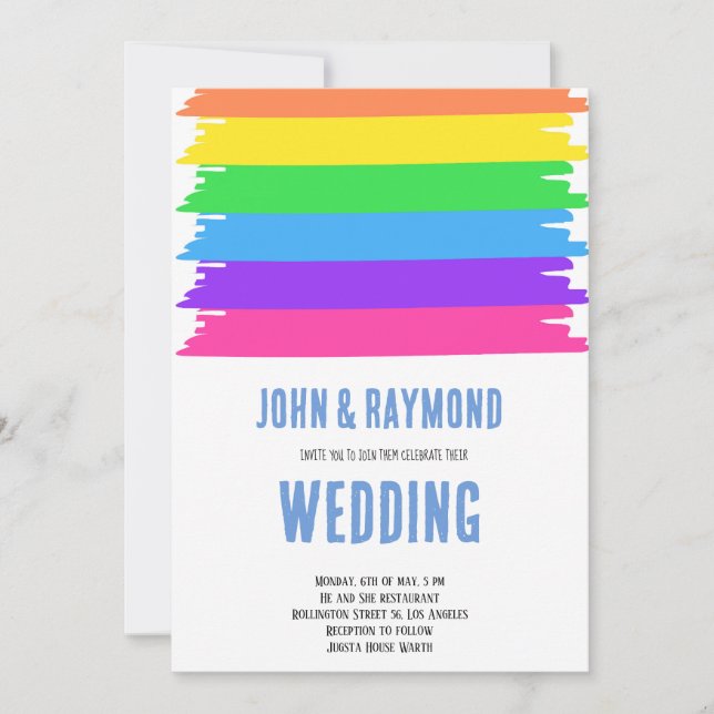 Rainbow Pride LGBT Flag Gay Wedding Einladung (Vorderseite)