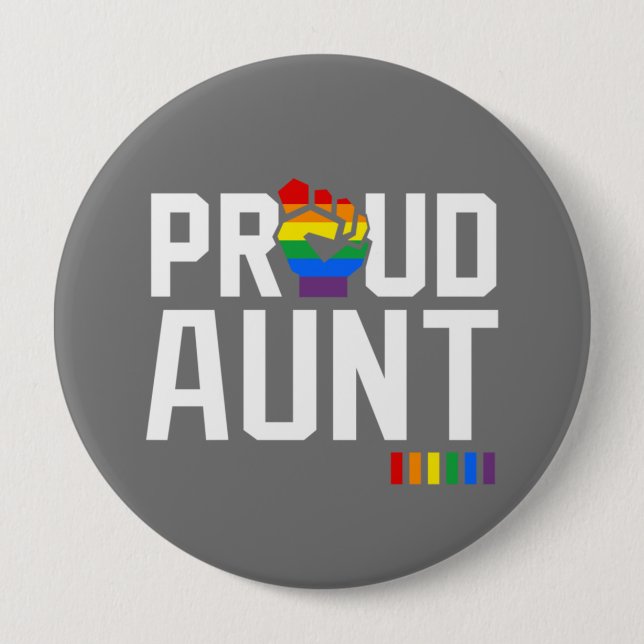Rainbow Pride Proud Tante Button (Vorderseite)