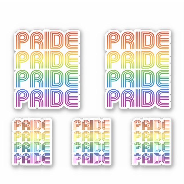 Rainbow Pride Retro Aufkleber (Vorderseite)