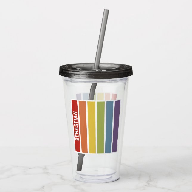 Rainbow Pride Retro Farbverläufe Acryltrinkbecher (Rückseite)