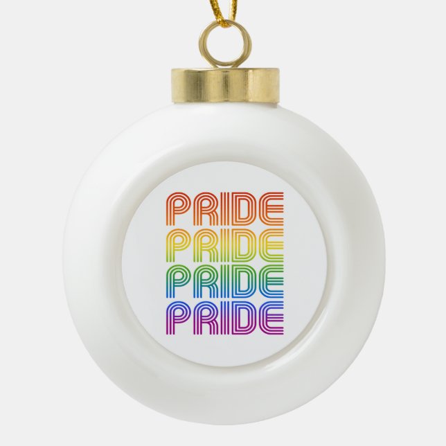 Rainbow Pride Retro Keramik Kugel-Ornament (Vorderseite)