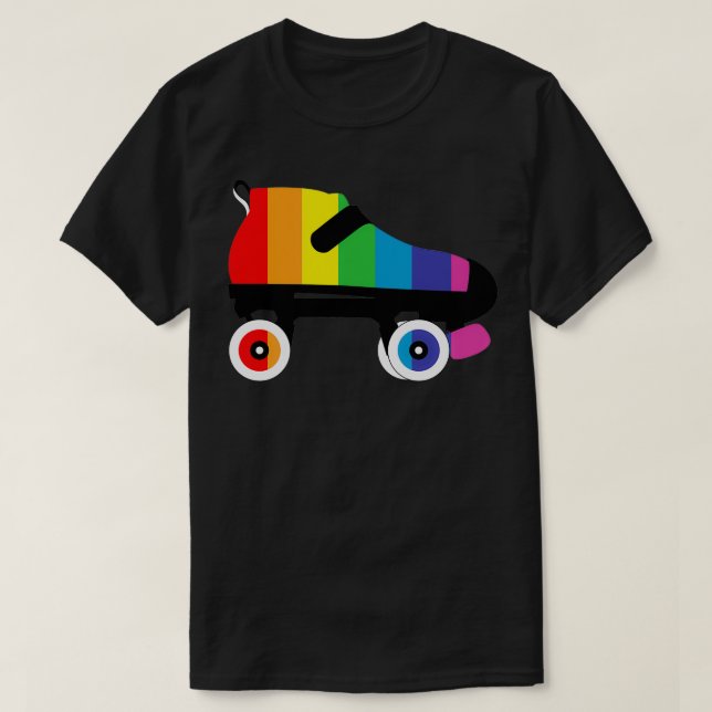 Rainbow Pride Roller Derby Skate Streifen T-Shirt (Design vorne)