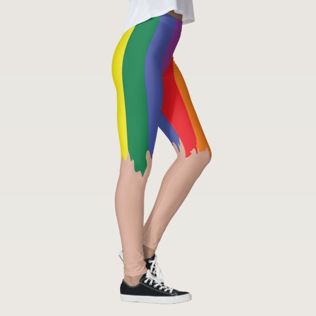 Rainbow Pride Running Paint New Fun Leggings (Rechts)