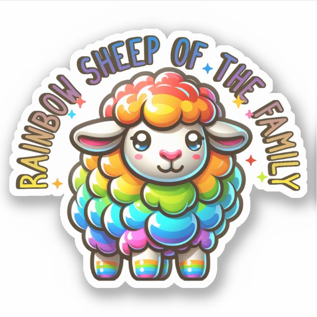 Rainbow Pride Sheep der Familie Aufkleber (Vorderseite)