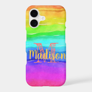 Rainbow Pride Stripes Wasserfarbe Fun Anfangsname