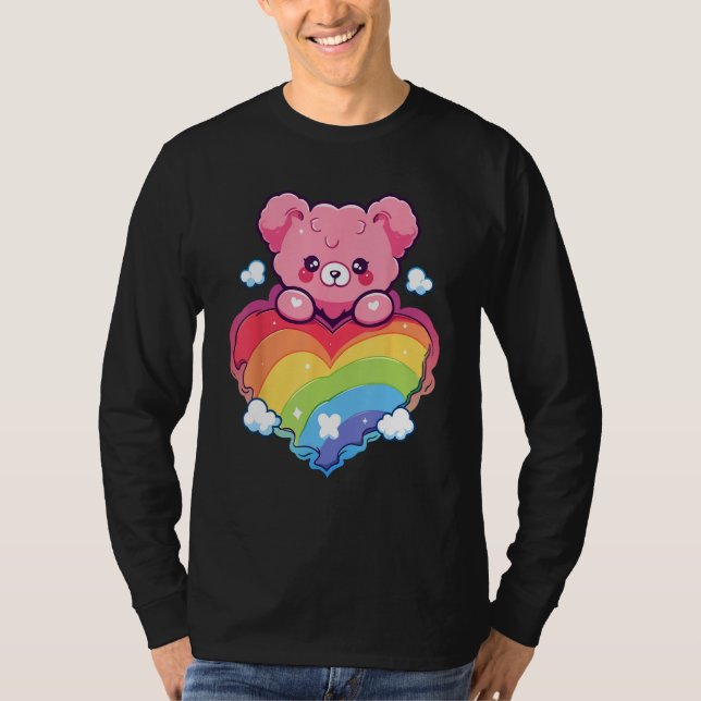 Rainbow Pride Teddy Bear LGBTQ+ Gay Lesbian Queer  T-Shirt (Vorderseite)