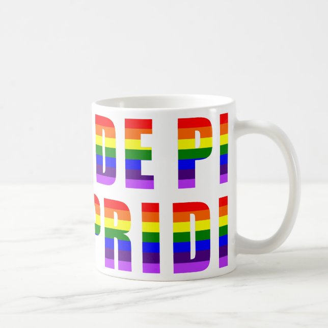 Rainbow Pride Text Art auf benutzerdefinierter Far Tasse (Rechts)