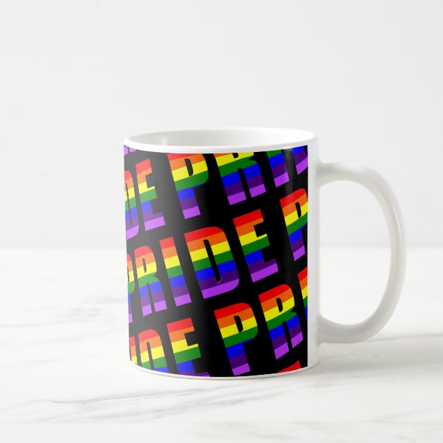 Rainbow Pride Text Art auf benutzerdefinierter sch Tasse (Rechts)
