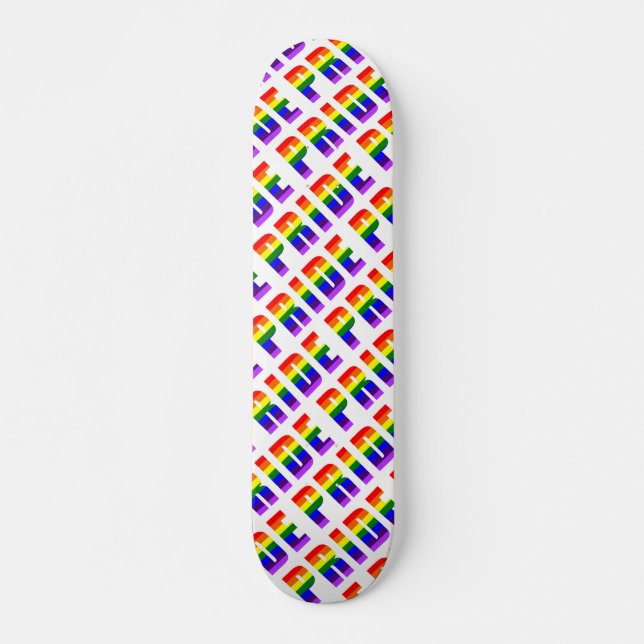 Rainbow Pride Text Art Skateboard (Vorne)