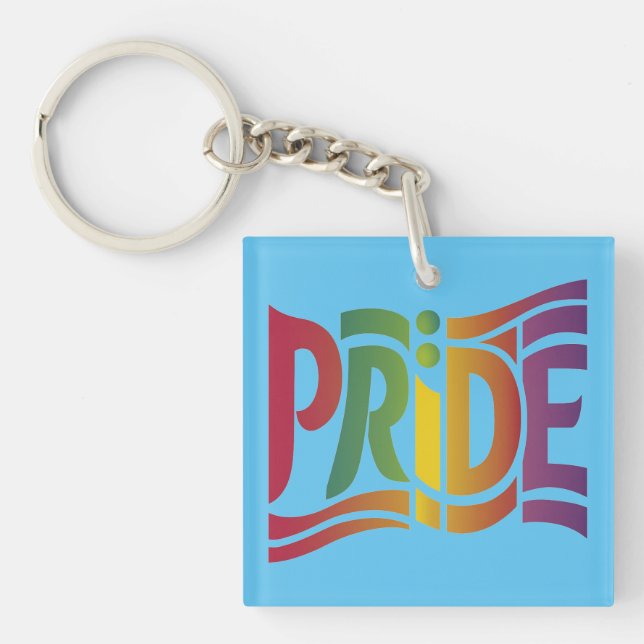 Rainbow Pride typographic - Bold LGBTQ+-Anweisung Schlüsselanhänger (Vorderseite)