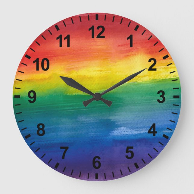 Rainbow Pride Wall Clock Große Wanduhr (Vorderseite)
