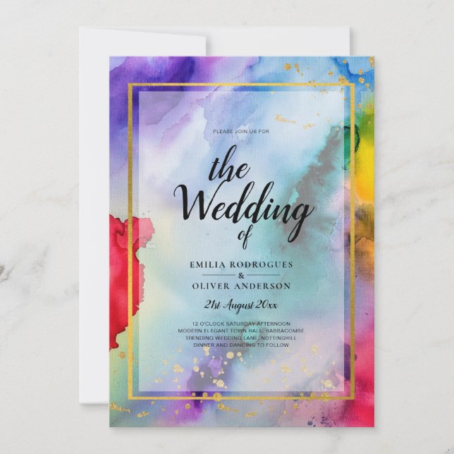 RAINBOW PRIDE WEDING INVITATION Tinte LeahG Einladung (Vorderseite)