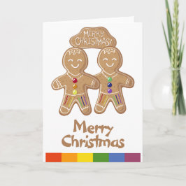 Rainbow Pride Whimsical Christmas Gingerbrett Männ Feiertagskarte