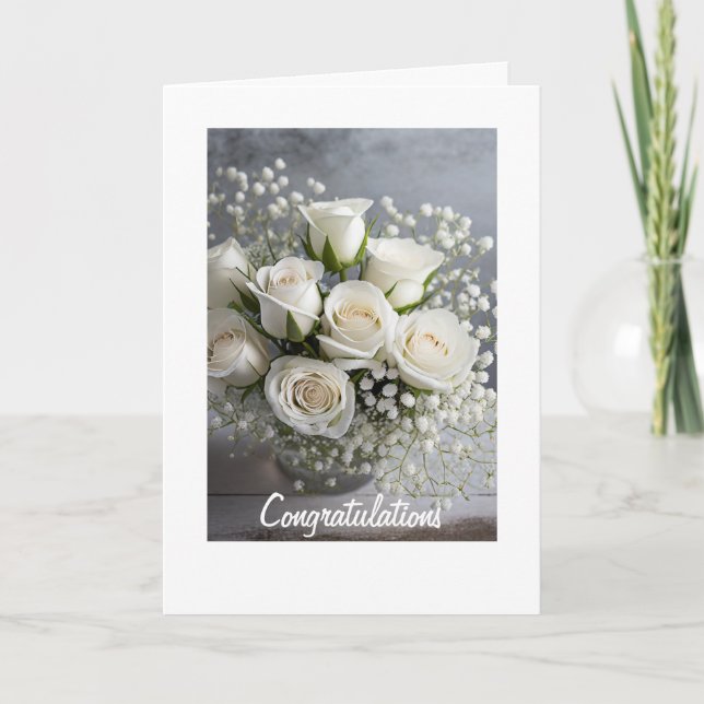 Rainbow Pride White Roses Wedding Card Karte (Vorderseite)