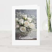 Rainbow Pride White Roses Wedding Card