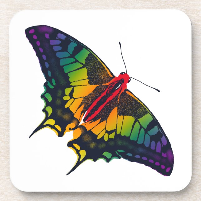 Rainbow Prilag Frack Butterfly Getränkeuntersetzer (Vorderseite)