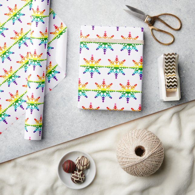 Rainbow Prilag Snowflakes LGBTQ Weihnachten Geschenkpapier (Basteln)