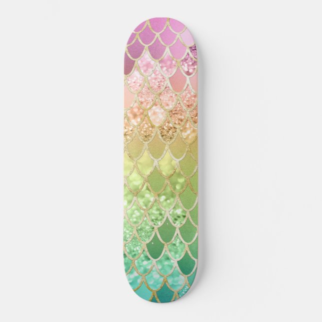 Rainbow Princess Glitzer Scales #1 Skateboard (Vorderseite)