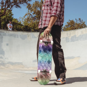 Rainbow Princess Mermaid Scales #3 Skateboard