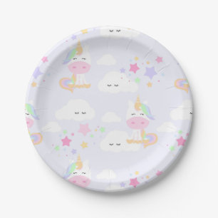 Rainbow Princess Unicorn Party Plates Pappteller