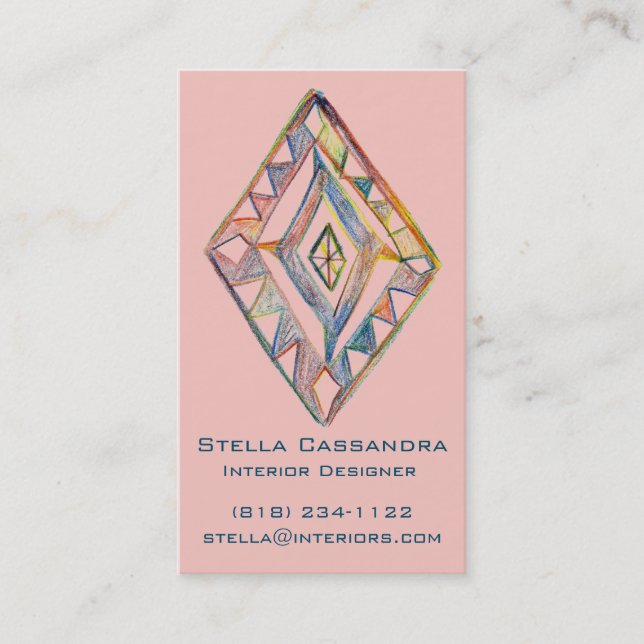 Rainbow Prisma vertikal, geometrisch rosa Visitenkarte (Vorderseite)