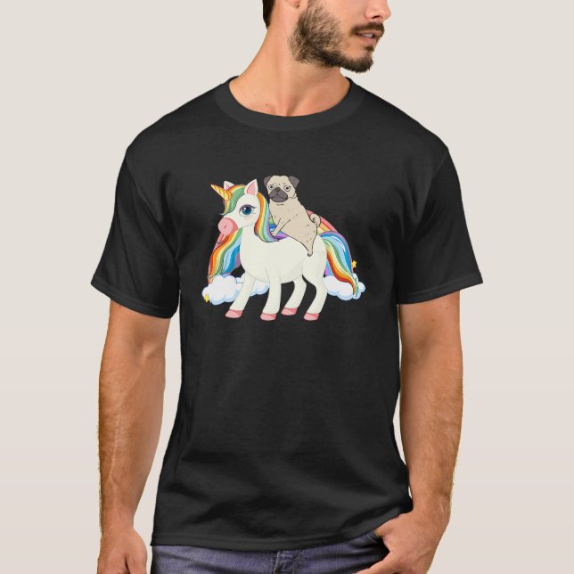 Rainbow Pug Unicorn Pug Themed  Pugicorn T-Shirt (Vorderseite)