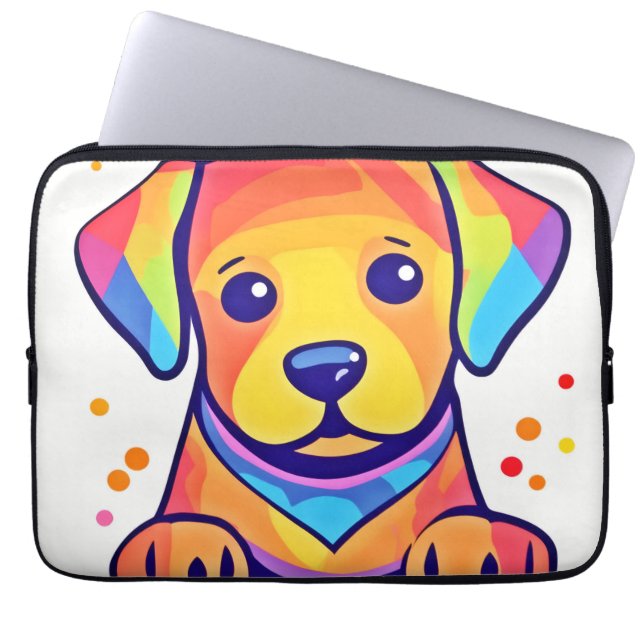 Rainbow Puppy-Liebe Laptopschutzhülle (Vorderseite)
