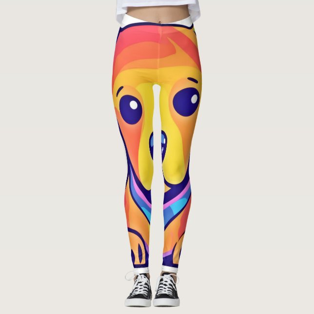 Rainbow Puppy-Liebe Leggings (Vorderseite)