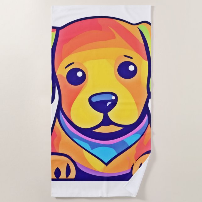 Rainbow Puppy-Liebe Strandtuch (Vorderseite)