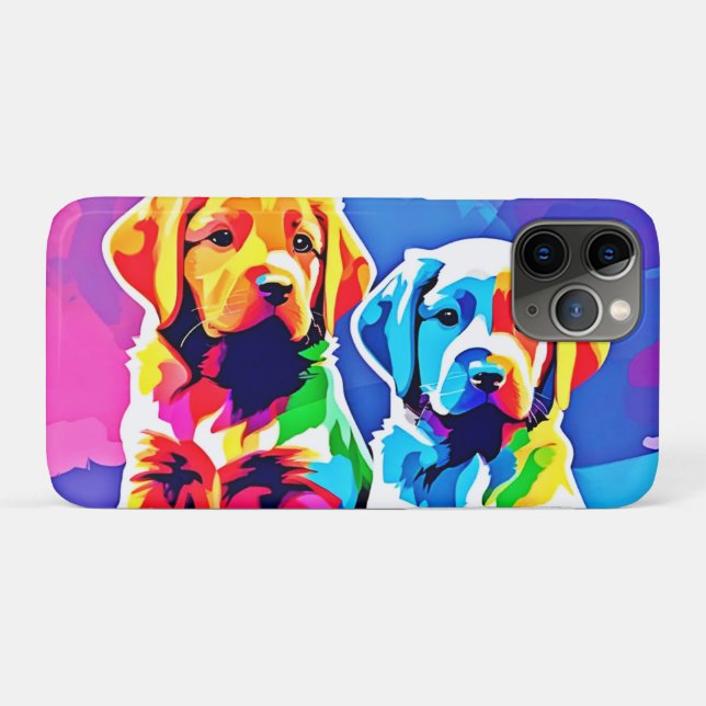 Rainbow Pups: Spielendes Duo Case-Mate iPhone Hülle (Rückseite (Horizontal))