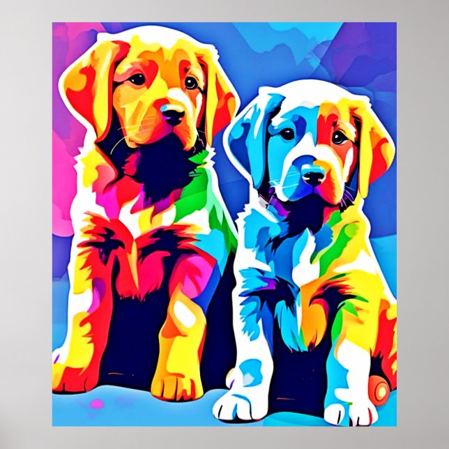 Rainbow Pups: Spielendes Duo Poster (Vorne)