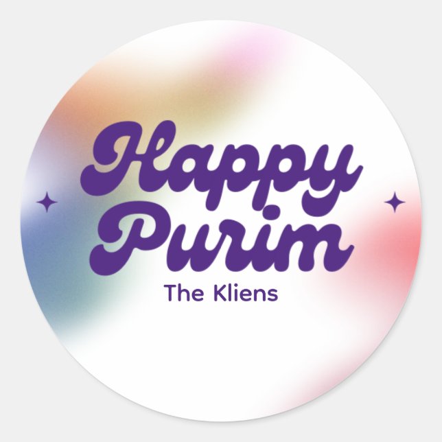 Rainbow Purim Label Runder Aufkleber (Vorderseite)