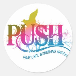 Rainbow PUSH Runder Aufkleber
