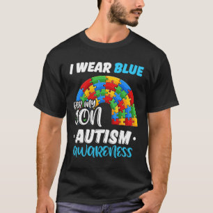 Rainbow Puzzle Autism Ich trage Blau für Sohn Auti T-Shirt