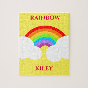Rainbow Puzzle mit Kindername.