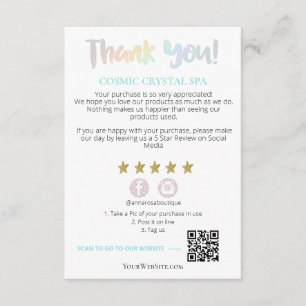 *~* Rainbow QR AP8 DANK YOU Gold Star Review Begleitkarte