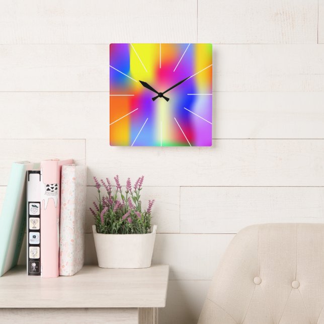Rainbow Quadratische Wanduhr (Lesesaal)