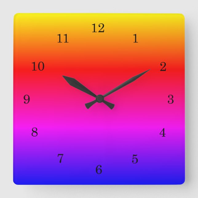 Rainbow Quadratische Wanduhr (Vorderseite)