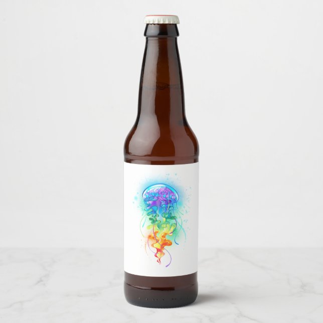 Rainbow-Qualle Bierflaschenetikett (Vorderseite)