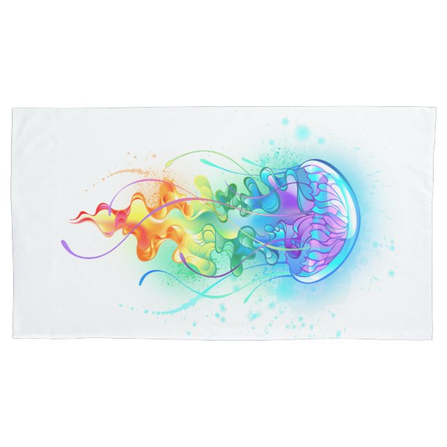 Rainbow-Qualle Kissenbezug (Vorderseite-Links)